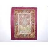 A 19thC embroidered & cut paper religious card - a/f.