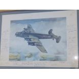 Of RAF interest; a colour print by Gleed depicting a Halifax of 138 Special Duties Squadron,