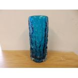 A Whitefriars Glass blue bark vase.