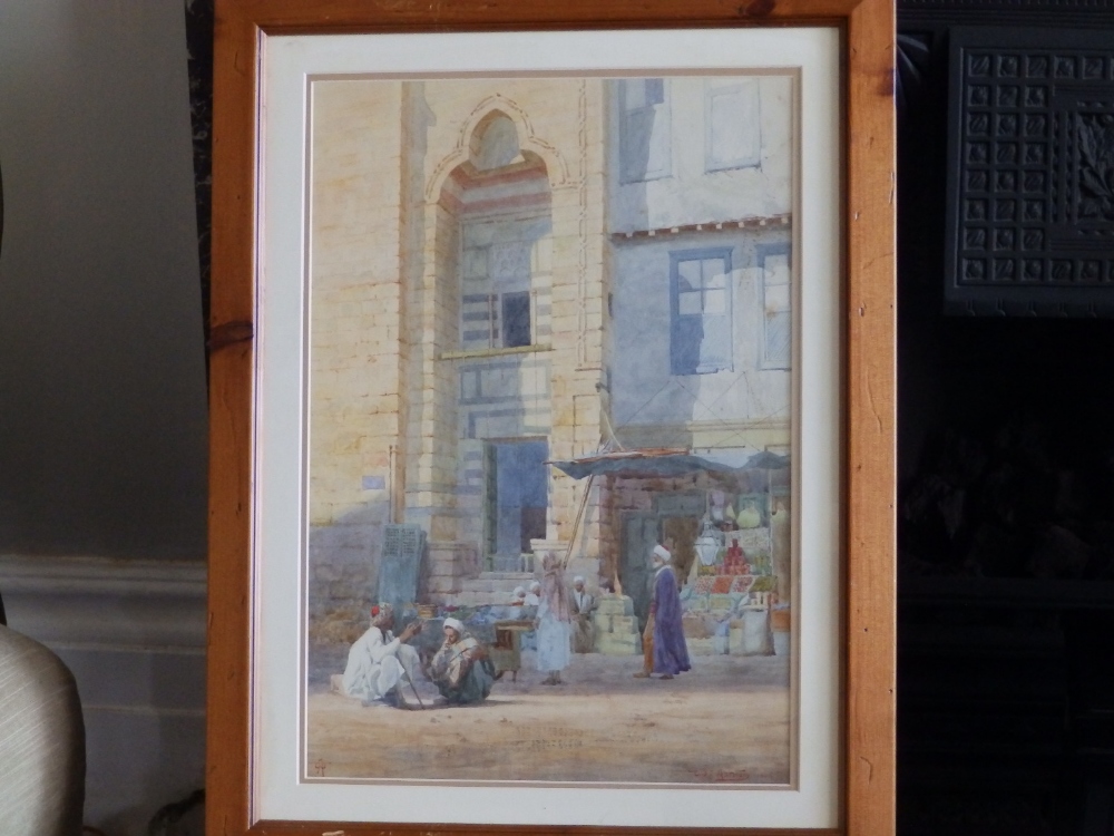 W. Ashton - watercolour - Arab street traders, signed & dated 1905, 18" x 12.5".