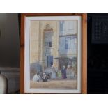 W. Ashton - watercolour - Arab street traders, signed & dated 1905, 18" x 12.5".