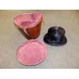 A Tress & Co. top hat in leather case - approx size 7.