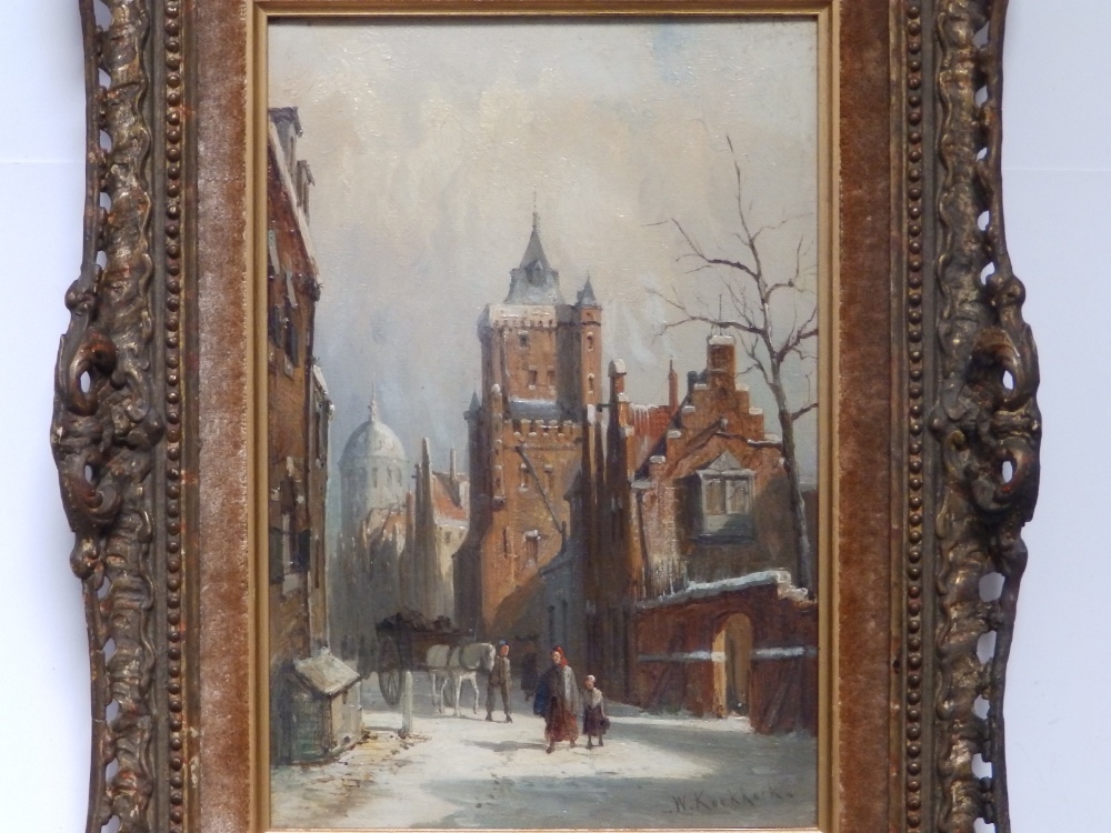 William Koekkoek (1839-1895) - a pair of oils on canvas - Winter & Summer scenes - Dordrecht & - Image 2 of 4