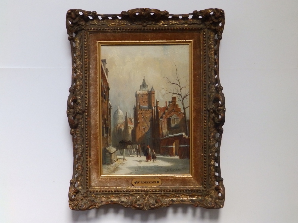 William Koekkoek (1839-1895) - a pair of oils on canvas - Winter & Summer scenes - Dordrecht & - Image 4 of 4