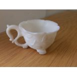 A Chinese white stone wine cup - a/f.