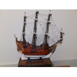 A Prisoner-of-War carved wooden model of the galleon 'Dorothy', made by Sergeant Fred Preston, Royal