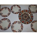 A Royal Crown Derby Japan pattern dinner plate and eight Royal Crown Derby tea plates in pattern