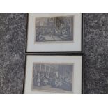 A pair of antiquarian black & white Hogarth prints - 'The Industrious 'Prentice' - plates 6 & 10. (