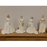 Seven Coalport Limited Edition Royal Wedding figures including Diana, Princess Margaret, The Queen