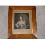 After Reynolds - a black & white Ardell print - Female portrait in maple frame, 19" x 16"
