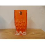 A Whitefriars Glass orange rectangular vase.