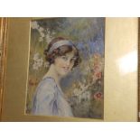 H.H. Richardson - watercolour - Female portrait, signed & dated 1916, 9.5" x 7.5".