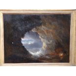 Attributed to Nicholas Condy (1793-1857) - oil on canvas - The Smugglers' Cave', 14.5" x 19.5" - a/