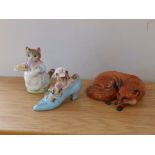 A Beswick Old Woman in Shoe with brown backstamp, Beswick 'Ribby' - incomplete and a damaged Beswick