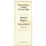 WARWICKSHIRE COUNTY CRICKET CLUB ANNUAL REPORT 1918