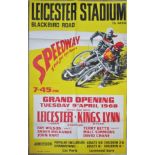 SPEEDWAY - LEICESTER LIONS POSTER THE VERY FIRST MEETING 1968 V KINGS LYNN