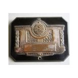 SPEEDWAY - BRITANNIA CUP PLAQUE PRESENTED TO BELLE VUE MANAGER 1957