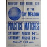 SHREWSBURY TOWN - LARGE MATCH ADVERTISING POSTER FROM 1937