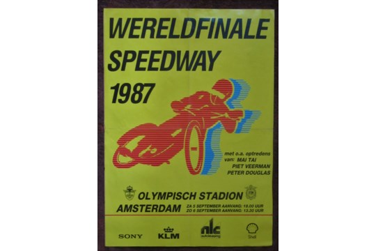 SPEEDWAY - 1987 WORLD FINAL AT AMSTERDAM NETHERLANDS LARGE ADVERTISING POSTER