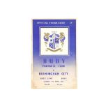 BURY V BIRMINGHAM CITY 1953-54