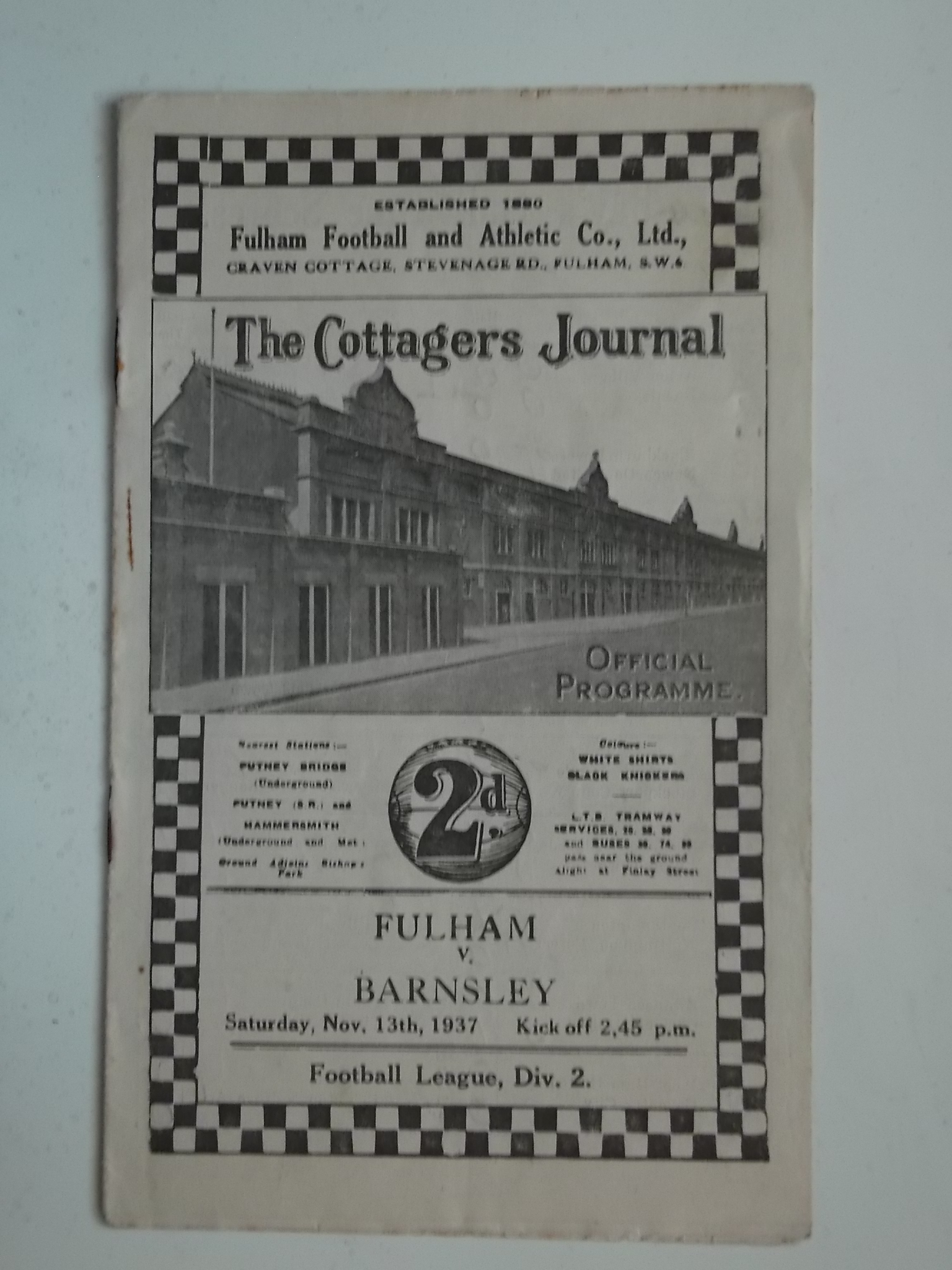 1937-38 FULHAM V BARNSLEY