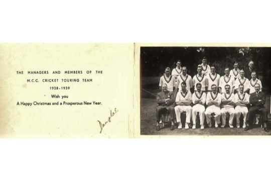 CRICKET - OFFICIAL M.C.C. MANAGERS/PLAYERS CHRISTMAS CARD 1938-39 TOUR TO SOUTH AFRICA - Image 2 of 2
