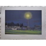 CRICKET - WARWICKSHIRE V SOMERSET FIRST DAY/NIGHT COMPETITIVE FIXTURE LIMITED EDITION PRINT