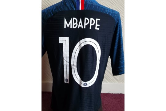 KYLIAN MBAPPE FRANCE MATCH WORN SHIRT FROM THE 2018 WORLD CUP FINAL - Image 5 of 13