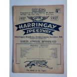 SPEEDWAY - 1937 HARRINGAY V WIMBLEDON