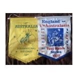 SPEEDWAY - TWO LARGE PENNANTS AUSTRALIA & ENGLAND V AUSTRALASIA 1978