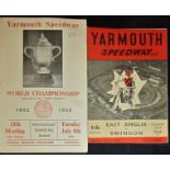 SPEEDWAY - YARMOUTH WCQR 1952 & EAST ANGLIA V SWINDON 57
