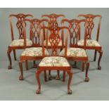 A matched set of six mahogany Chippendale style dining chairs,