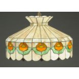 A Tiffany style light fitting, 20th century, coloured glass and lead, last quarter 20th century.