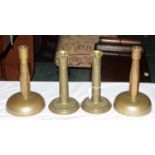 Two pairs of brass candlesticks, tallest 20 cm.