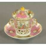 Five pieces of Royal Worcester blush ground porcelain, comprising Tyg, 1906, Loving cup, 1908,