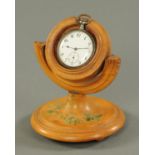 A turned boxwood watch stand, early 20th century,