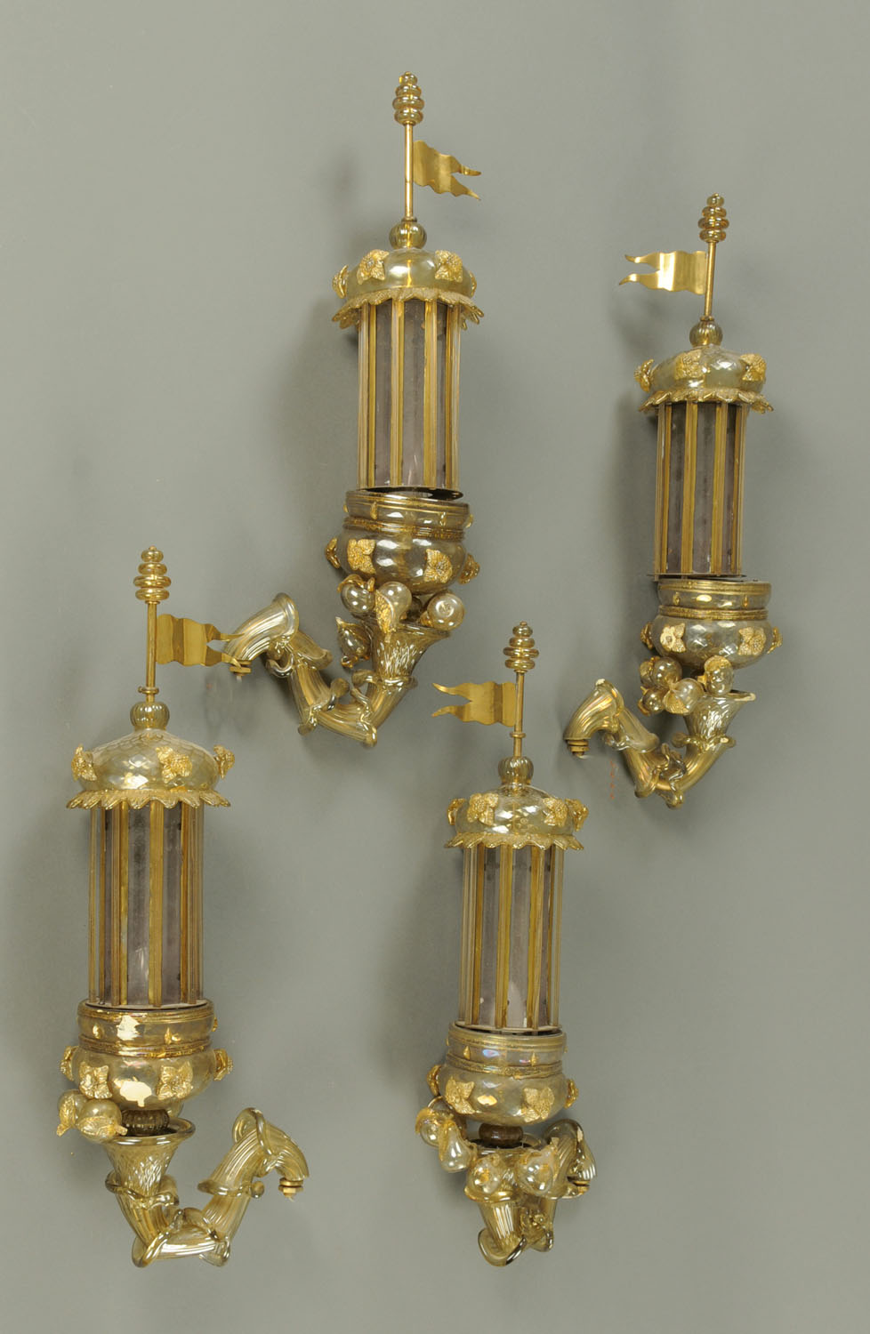 A set of four Venetian glass lantern style wall lights, early 20th century, - Image 2 of 6