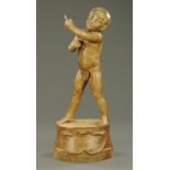 An antique cast iron figure of a boy, painted, standing pose, by Brichet Miette & Co., Ardennes.