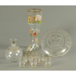 An Art Deco spot enamel decorated liqueur set,