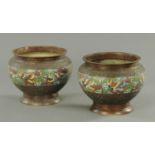 A pair of 19th century cloisonne jardinieres, diameter approximately 29 cm, height 23 cm.