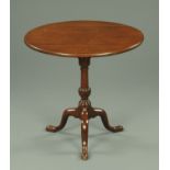 A George III mahogany tripod table,