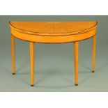 A George III satinwood demi-lune turnover top card table,