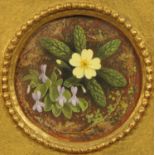 Michael E. Barnard, pair of circular watercolours, spring flowers. Each diameter 8.2 cm, framed.