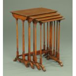 An Edwardian quartetto of tables, satinwood banded, boxwood and ebony strung. Widest 56 cm.