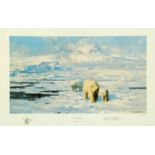 After David Shepherd, a limited edition print of Polar Bears "Ice Wilderness", 804/1500,