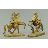 A large pair of Victorian brass Marley horses, height 60 cm.