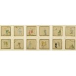 Twelve Japanese silk pictures, "The Wild Bamboo Grass in The Wind", etc.