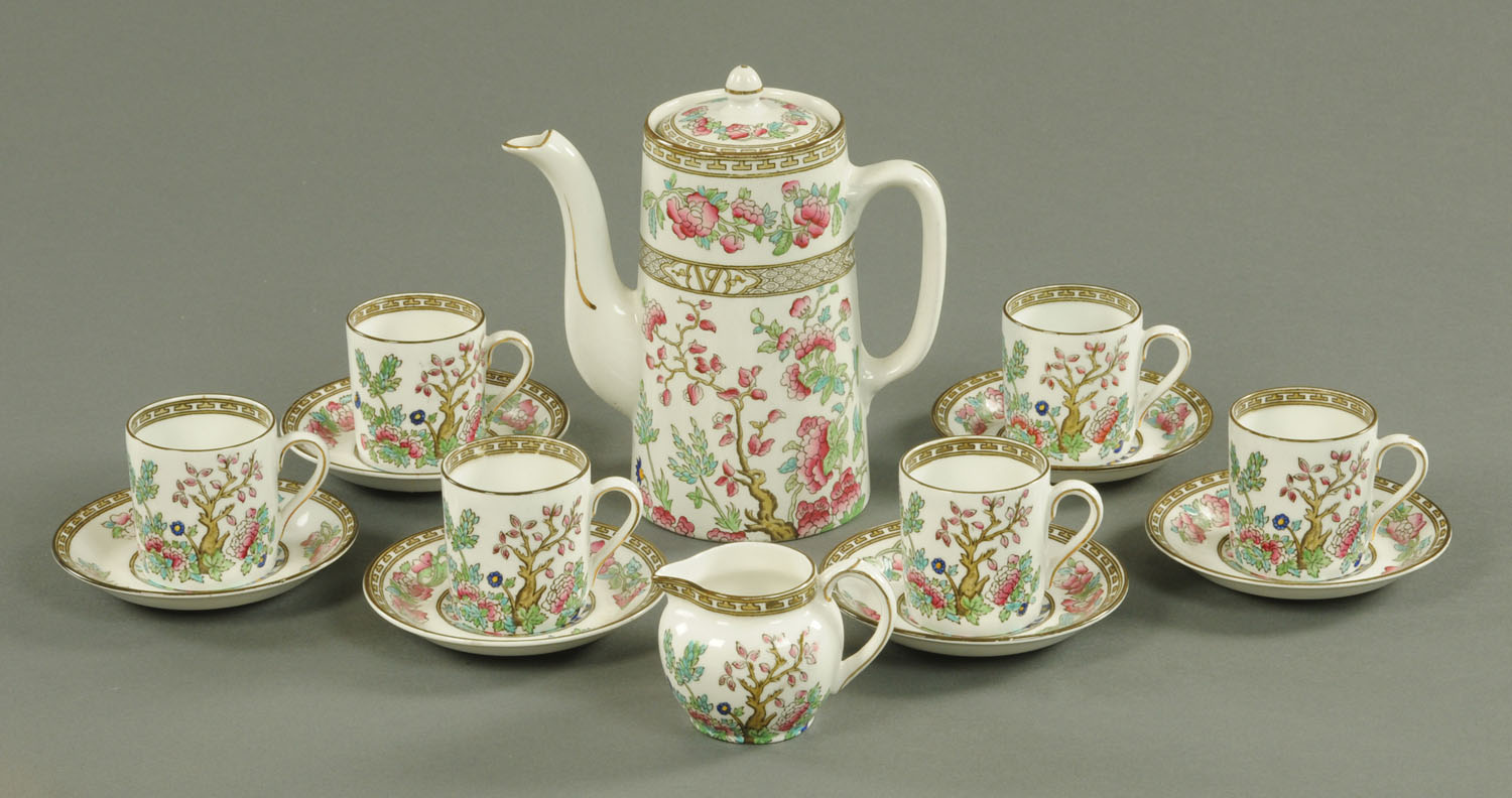 An Anchor China Indian Tree pattern coffee set with printed and enamel decoration, - Image 2 of 2