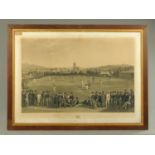 An antiquarian print, "The Cricket Match" between Sussex and Kent at Brighton. 72 cm x 102 cm.