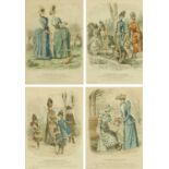 A set of four French fashion prints, numbers 22, 36 and 44,